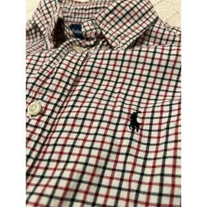 Ralph Lauren Shirt Boys 7 Small Red Green Checker Long Sleeve Button Down Pony